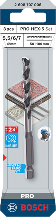 Bosch PRO HEX-5 puuriterade komplekt 5,5/6/7 mm 3 tk.